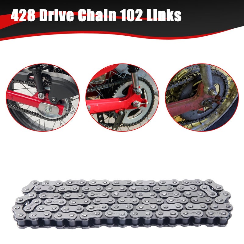 KAMIER 428 Drive Chain 102 Link with Chain Breaker for 50cc 70cc 90cc 110cc 125cc CT90 CT110 TaoTao TForce Coolster Vitacci Apollo Trailmaster Pit Dirt Bike 4 Wheeler ATV Quad Go Kart Heavy Duty Parts - Image 3